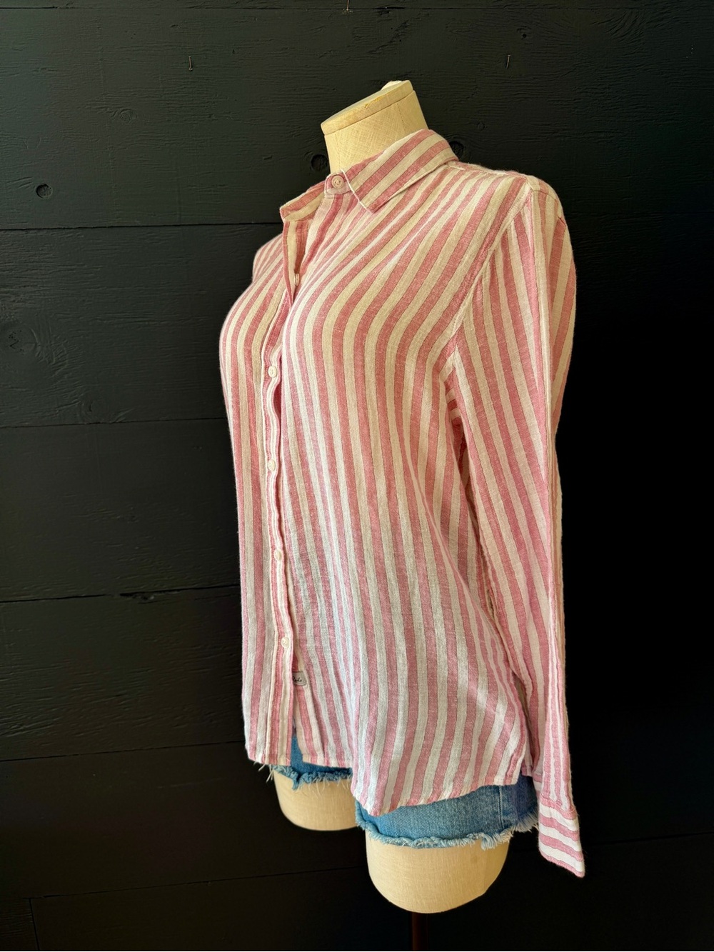 Rails Sydney Striped Ivory Rose-Gold. Pink and White Button-Up Shirt - Women’s